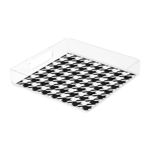 Retro Black White Houndstooth Weaving Pattern Acrylic Tray