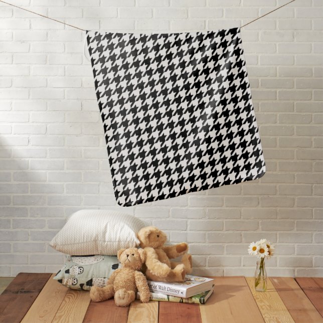 Retro Black White Houndstooth Weaving Pattern Baby Blanket (In Situ)