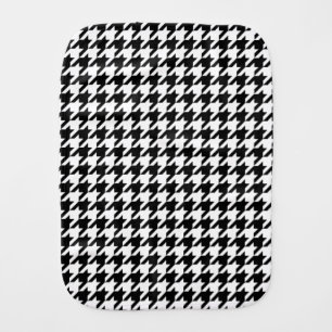 Retro Black White Houndstooth Weaving Pattern Baby Burp Cloth