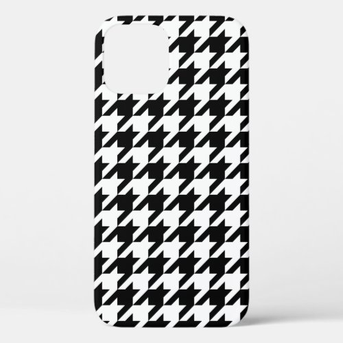 Retro Black White Houndstooth Weaving Pattern iPhone 12 Case