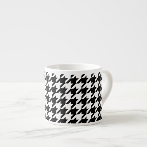 Retro Black White Houndstooth Weaving Pattern Espresso Cup
