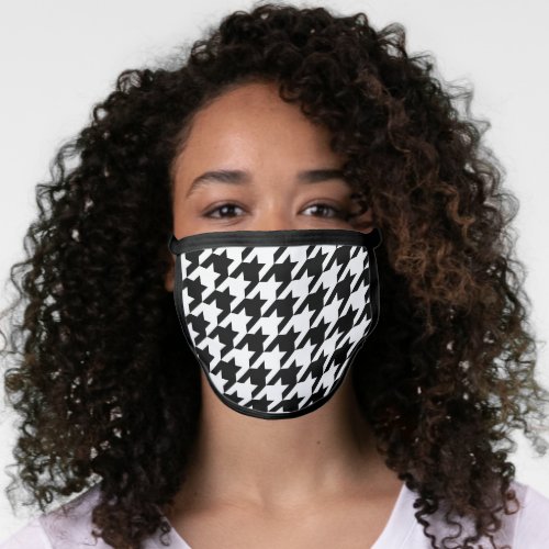 Retro Black White Houndstooth Weaving Pattern Face Mask