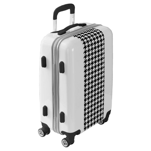 Retro Black White Houndstooth Weaving Pattern Luggage (Rotated Left)