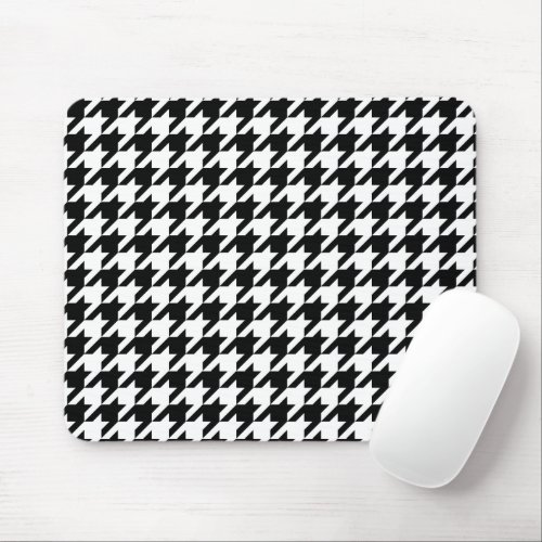 Retro Black White Houndstooth Weaving Pattern Mouse Pad