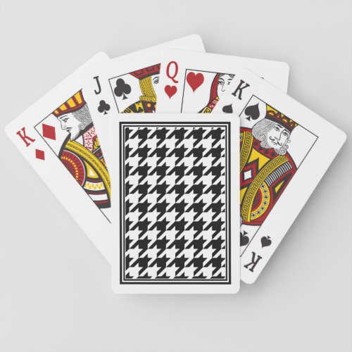 Retro Black White Houndstooth Weaving Pattern Poker Cards