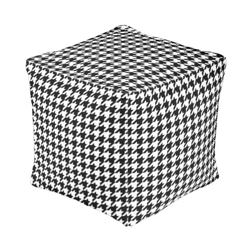 Retro Black White Houndstooth Weaving Pattern Pouf