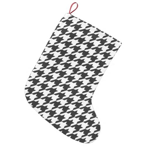 Retro Black White Houndstooth Weaving Pattern Small Christmas Stocking