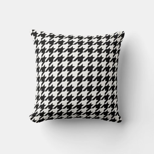 Retro Black White Houndstooth Weaving Pattern Throw Pillow