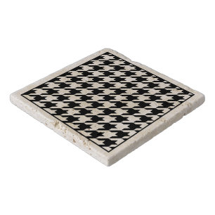 Retro Black White Houndstooth Weaving Pattern Trivet