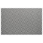 Retro Black White Ikat Diamond Squares Pattern Fabric
