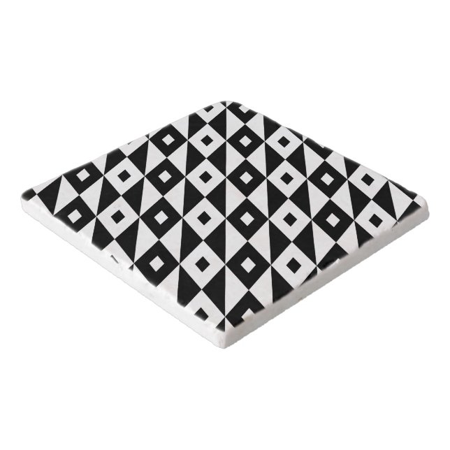 Retro Black White Lozenges Modern Pattern Trivet (Corner)