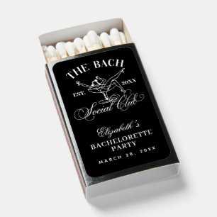 Retro Black White Martini Bachelorette Party Matchboxes