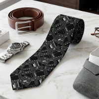 Retro Black White Necktie For Engineer