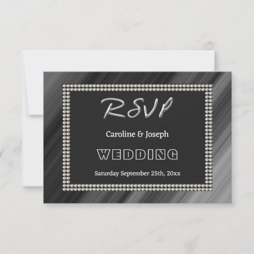 Retro Black  White Pearls RSVP Wedding