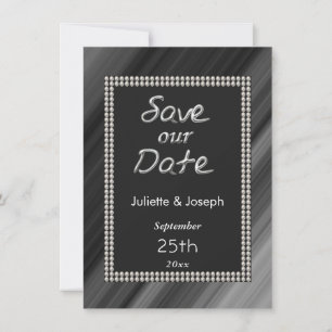 Retro Black & White Pearls with Photo   Save The Date