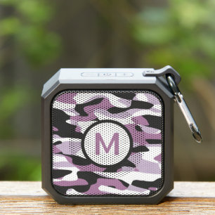 Retro Black White Pink Violet Purple Camo Pattern Bluetooth Speaker