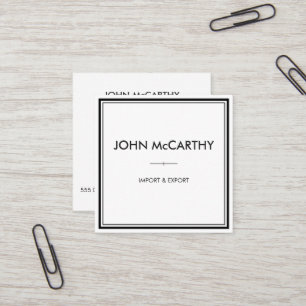 Retro Black White Professional Elegant Minimalist Square Business Card