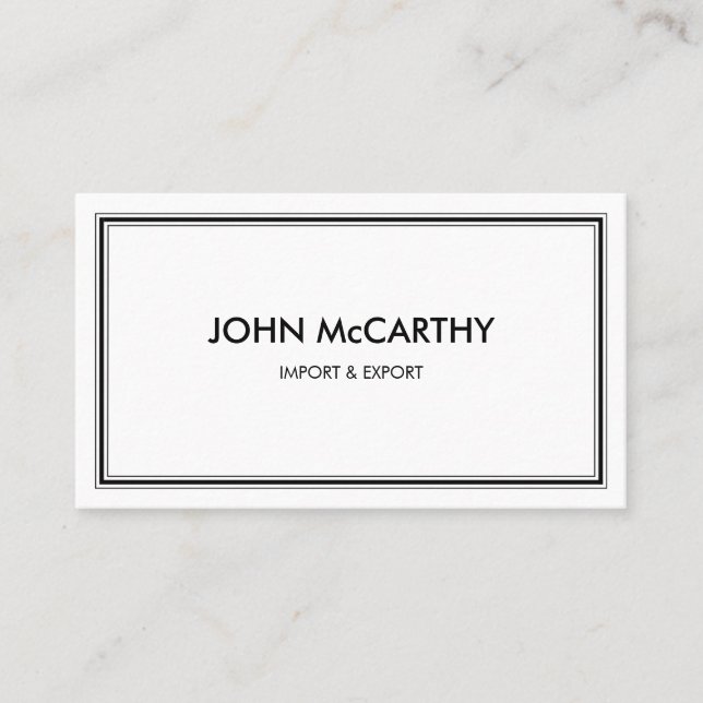 Retro Black White Professional Stripes Minimalist Business Card (Front)