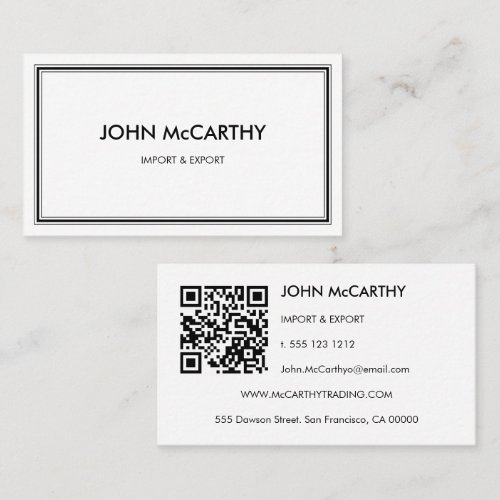 Retro Black White Professional Stripes Minimalist Business Card