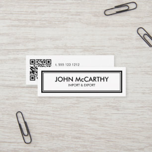 Retro Black White Professional Stripes Minimalist Mini Business Card