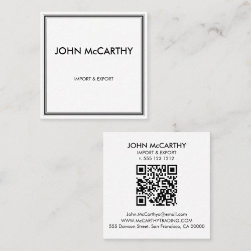 Retro Black White Professional Stripes Minimalist Square Business Card