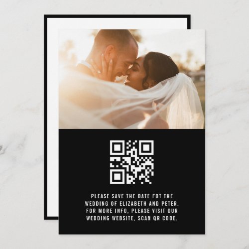 Retro Black White Qr Code Wedding Website Save The Date