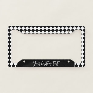 Retro Black White Square Pattern Classic Design License Plate Frame