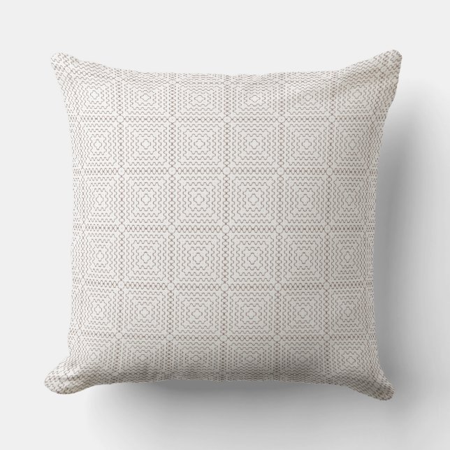 Retro Black White Squares Pattern Throw Pillow (Front)