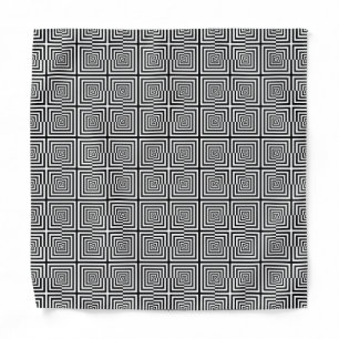 Retro Black White Squares Psychedelic Pattern Bandana