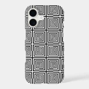 Retro Black White Squares Psychedelic Pattern iPhone 17 Case