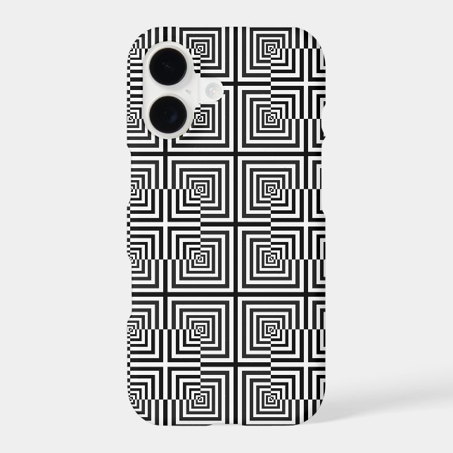 Retro Black White Squares Psychedelic Pattern Iphone Case (Back)