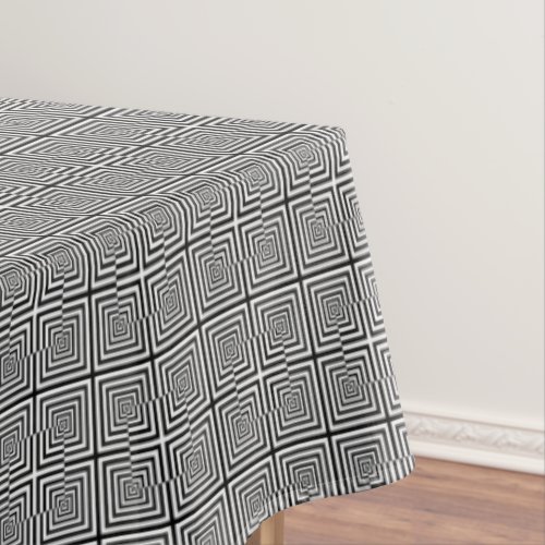 Retro Black White Squares Psychedelic Pattern Tablecloth