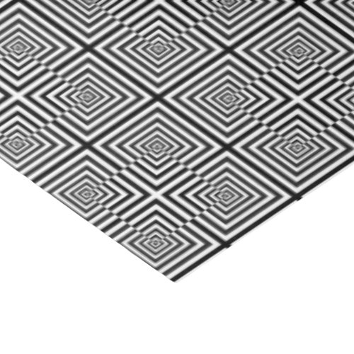 Retro Black White Squares Psychedelic Pattern Tissue Paper