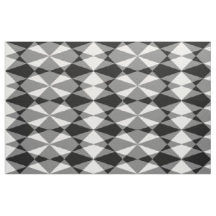 Retro Black White Triangle Diamond Squares Pattern Fabric
