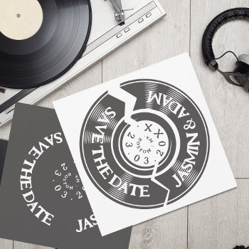 Retro Black White Vinyl Record Groovy Wedding Save The Date by TheSundayCollective_ at Zazzle