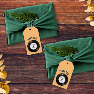 Retro Black White Vinyl Record Wedding Thank You Gift Tags
