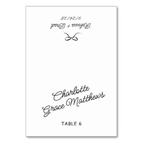 Retro Black & White Wedding Guest Name Place Card