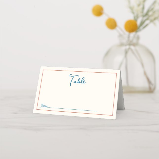 Retro Black White  Wedding Place Card (Front)
