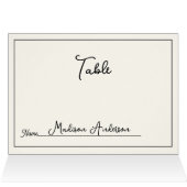 Retro Black White Wedding Place Card (Inside Horizontal (Top))