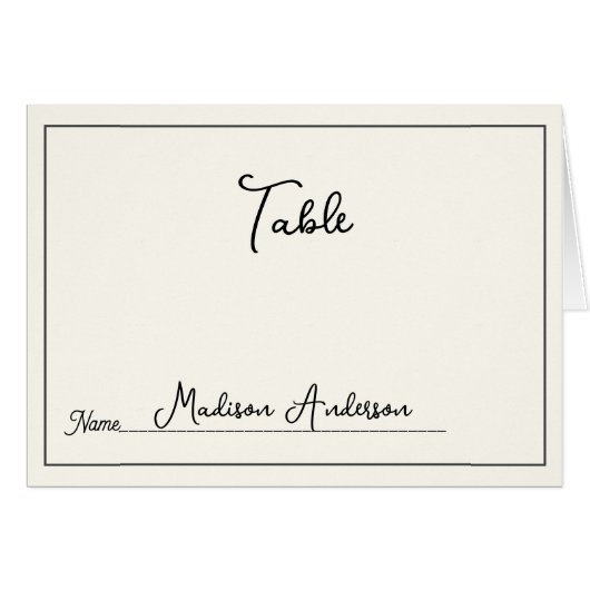 Retro Black White Wedding Place Card (Front Horizontal)