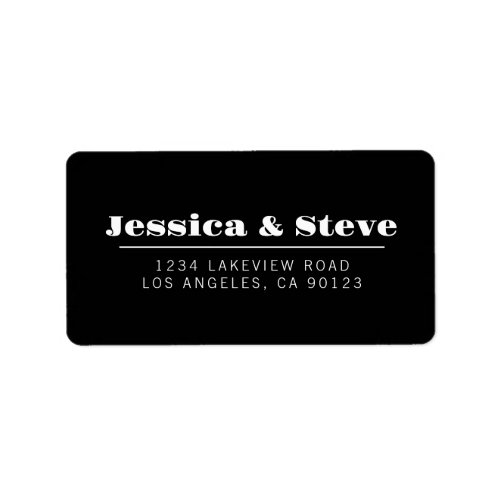 Retro Black  White Wedding Return Address Label