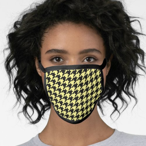Retro Black Yellow Houndstooth Weaving Pattern Face Mask