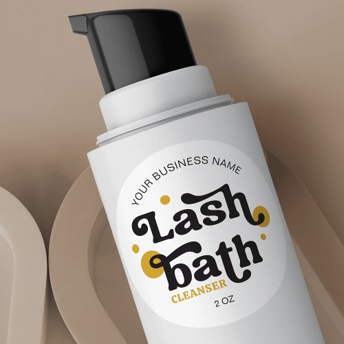 Retro Black Yellow Lash Extensions Foam Cleanser Classic Round Sticker