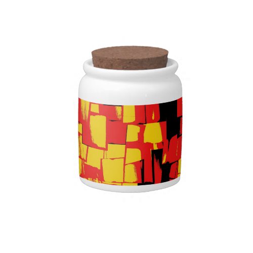 Retro Black Yellow Red Painting Abstract Art Candy Jar