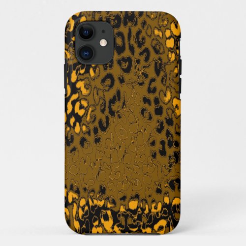 Retro Black Yellow Tan Leopard Print Skin iPhone 11 Case