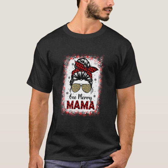 Retro Bleached One Merry Mama Leopard Buffalo Plai T-Shirt (Front)