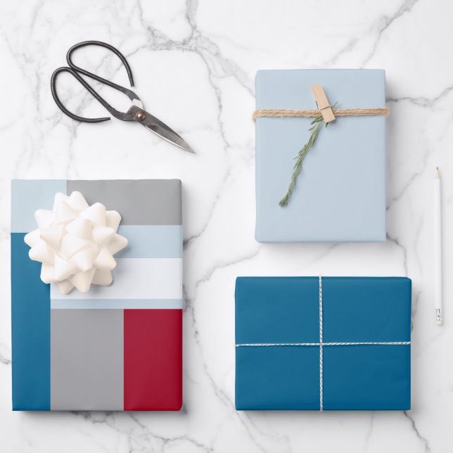 Retro Block Design 4 Wrapping Paper Sheets (Front)