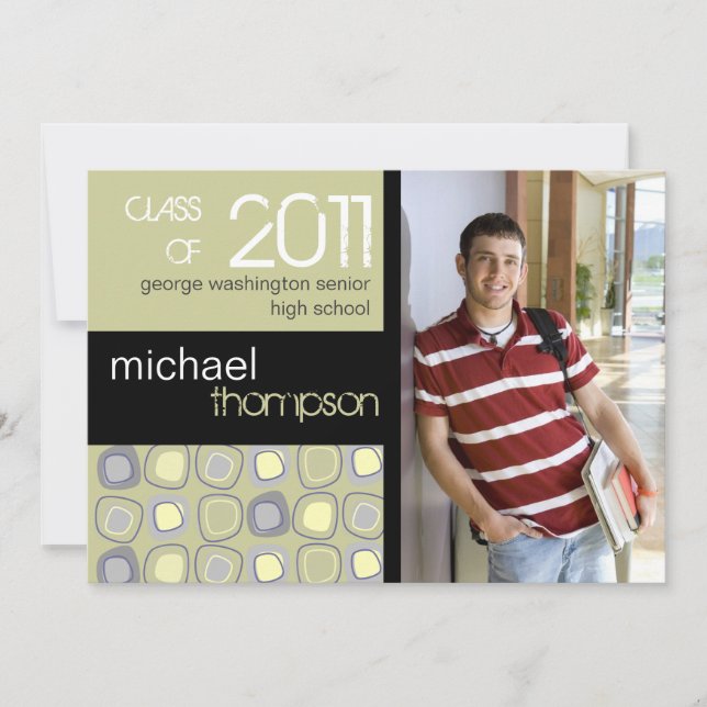 Retro Block Guy Graduation Party Announcement (Front)