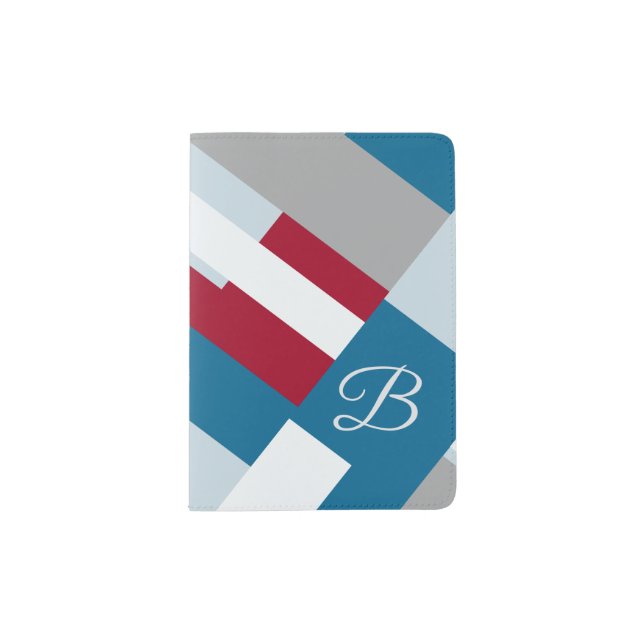 Retro Blocked Design 4 Monogram Passport Holder (Front)