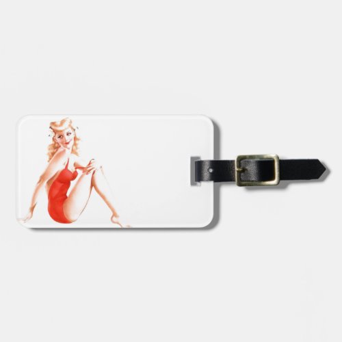 Retro Blonde Pin Up Girl Luggage Tag